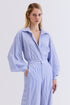 CAMISA MANGAS BUFANTES LISTRADA AZUL COM OFF